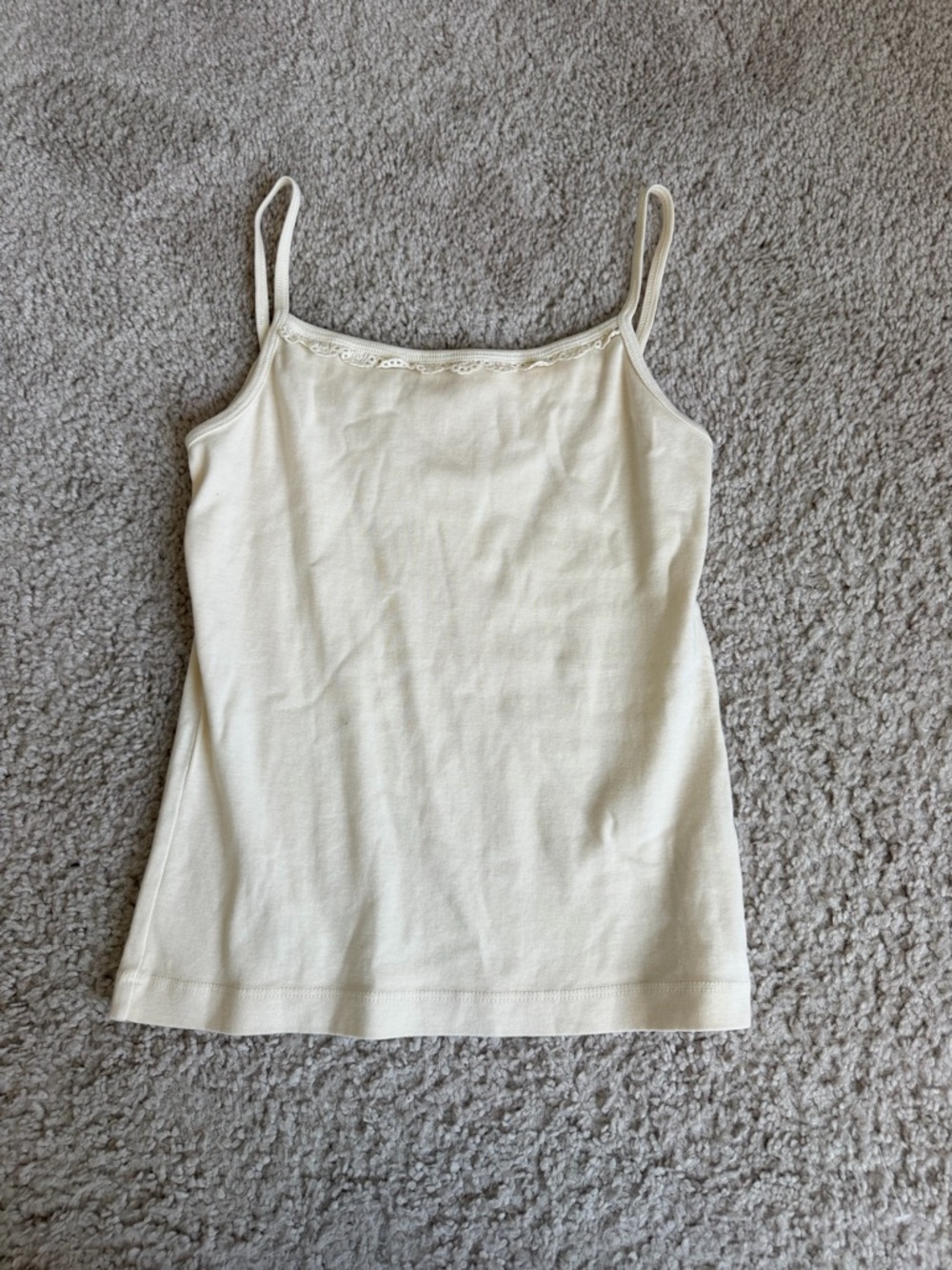 LA Relaxed 100% certified cotton cream tank with lace detail medium